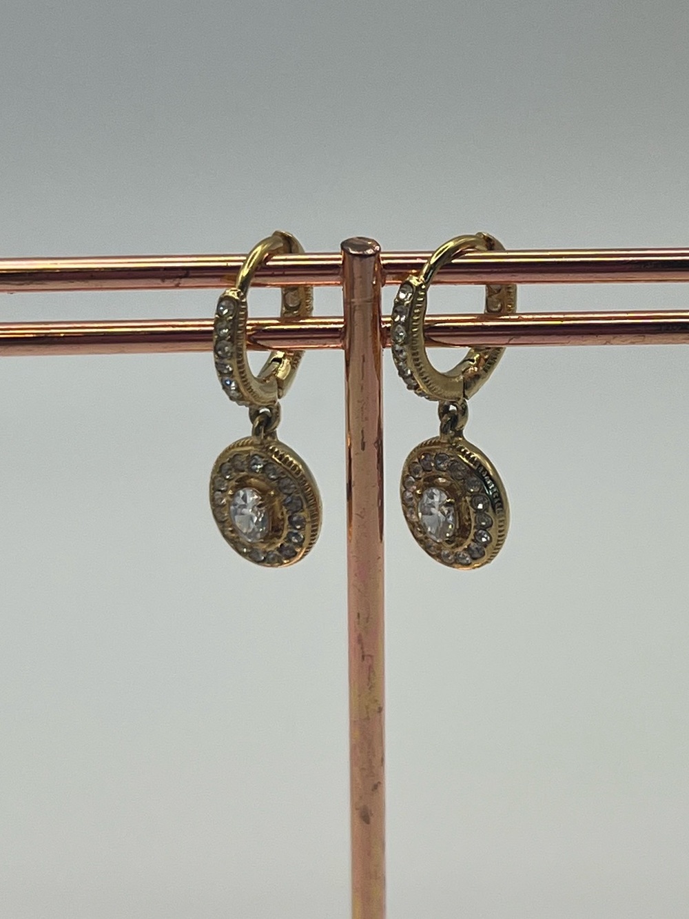 Very Small Nadri Gold-Tone Crystal Drop Hoop Earrings - Women Jewelry